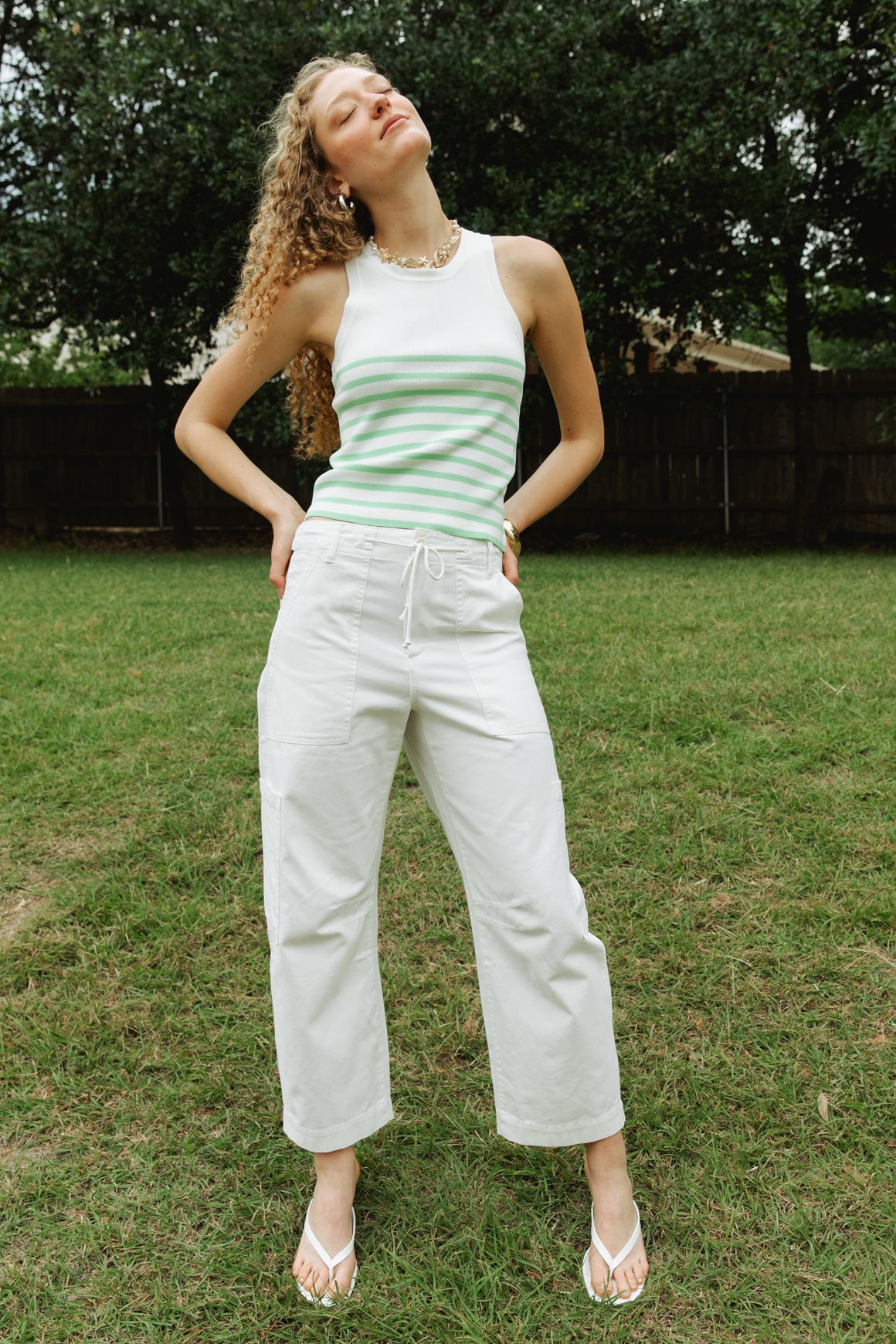 Sabrina Curved Utility Pants - White – Beehive