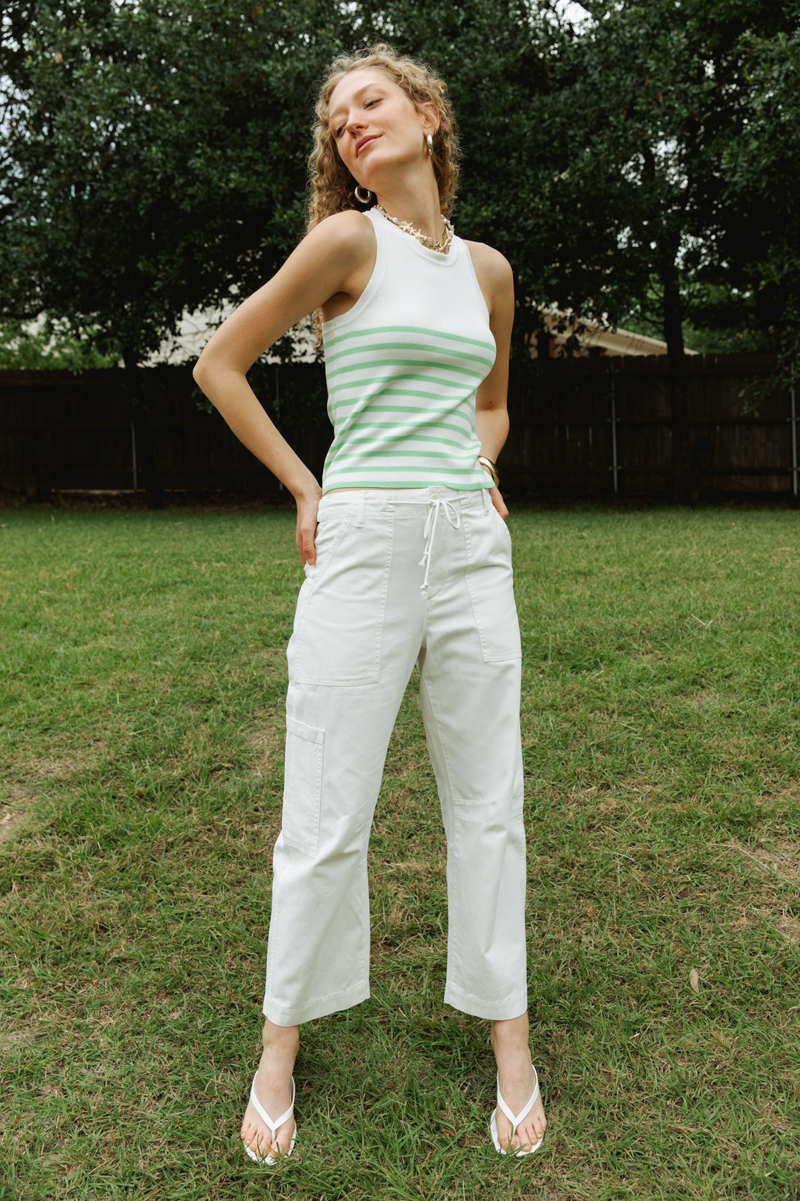 Sabrina Curved Utility Pants - White – Beehive