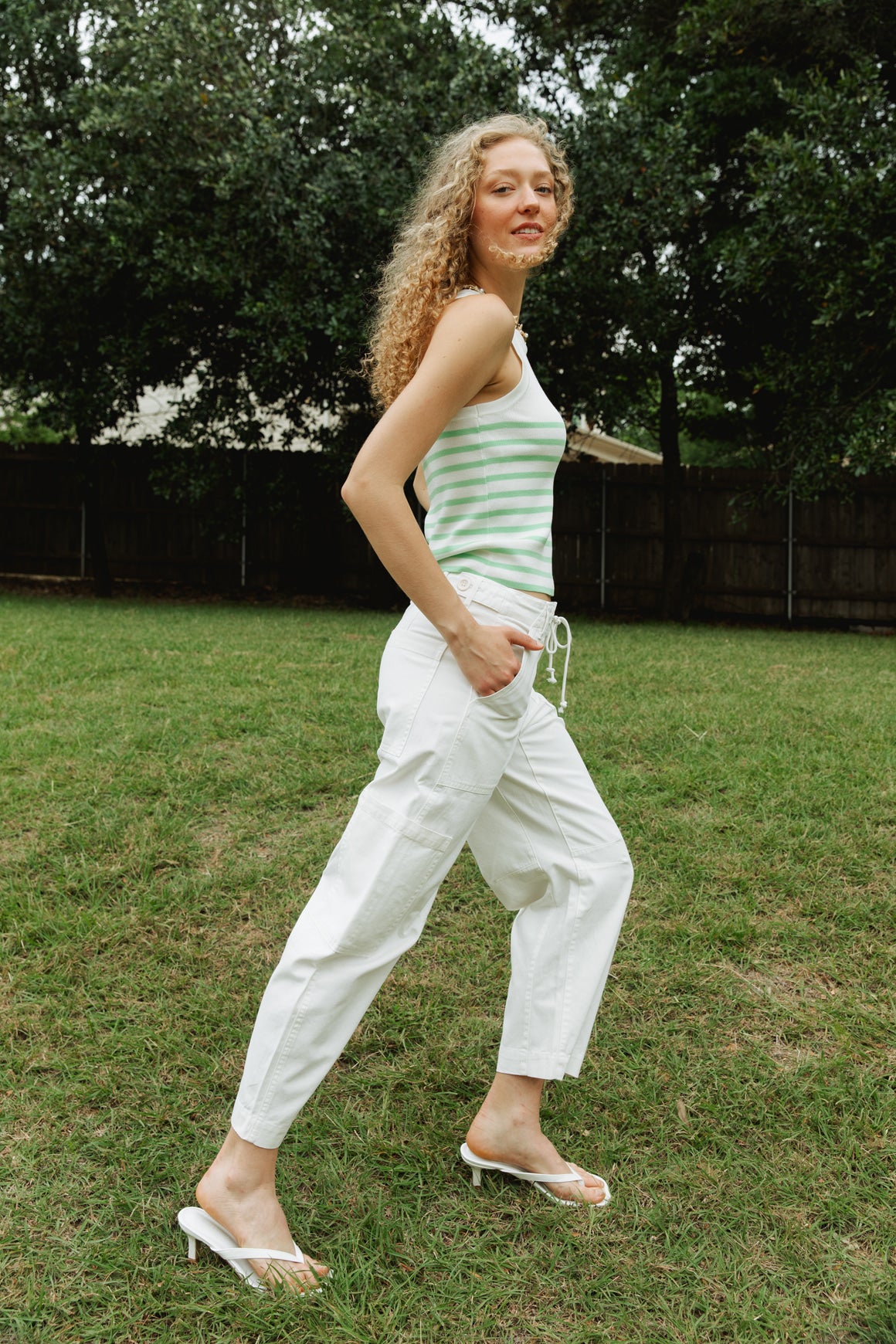 Sabrina Curved Utility Pants - White – Beehive